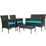  - 4 Pieces Patio Rattan Cushioned Sofa Set with Tempered Glass Coffee Table - Outdoor Style Company