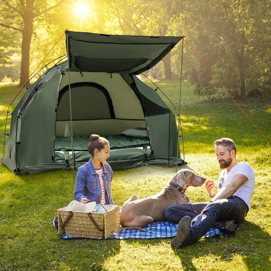  - 1 - Person Folding Camping Tent with Sunshade and Air Mattress - Outdoor Style Company