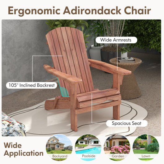  - 1 Piece Folding Adirondack Chair with High Backrest and Wide Armrests - Outdoor Style Company