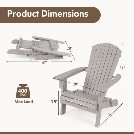  - 1 Piece Folding Adirondack Chair with High Backrest and Wide Armrests - Outdoor Style Company