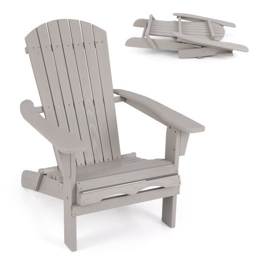  - 1 Piece Folding Adirondack Chair with High Backrest and Wide Armrests - Outdoor Style Company