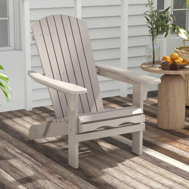  - 1 Piece Folding Adirondack Chair with High Backrest and Wide Armrests - Gray - Outdoor Style Company