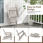  - 1 Piece Folding Adirondack Chair with High Backrest and Wide Armrests - Gray - Outdoor Style Company