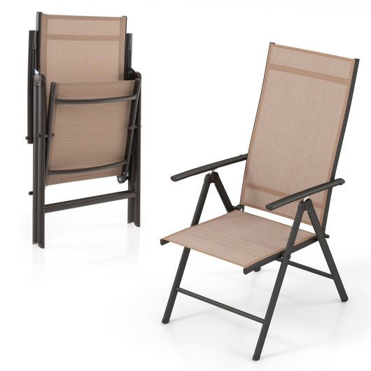  - 1 Piece Patio Folding Dining Chairs with 7 - Level Adjustable High Backrest - Outdoor Style Company