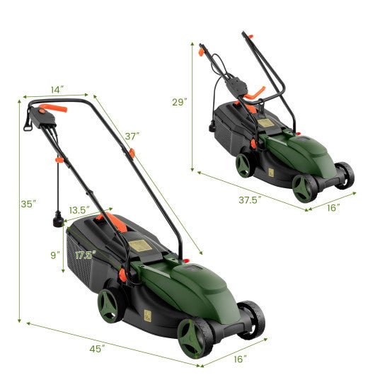  - 10 AMP 13 Inch Electric Corded Lawn Mower with Collection Box - Outdoor Style Company