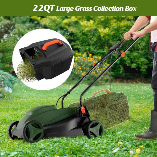  - 10 AMP 13 Inch Electric Corded Lawn Mower with Collection Box - Outdoor Style Company