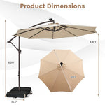  - 10 Feet Cantilever Umbrella with 32 LED Lights and Solar Panel Batteries - Outdoor Style Company