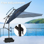  - 10 Feet Cantilever Umbrella with 32 LED Lights and Solar Panel Batteries - Outdoor Style Company