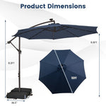  - 10 Feet Cantilever Umbrella with 32 LED Lights and Solar Panel Batteries - Outdoor Style Company