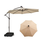  - 10 Feet Cantilever Umbrella with 32 LED Lights and Solar Panel Batteries - Outdoor Style Company