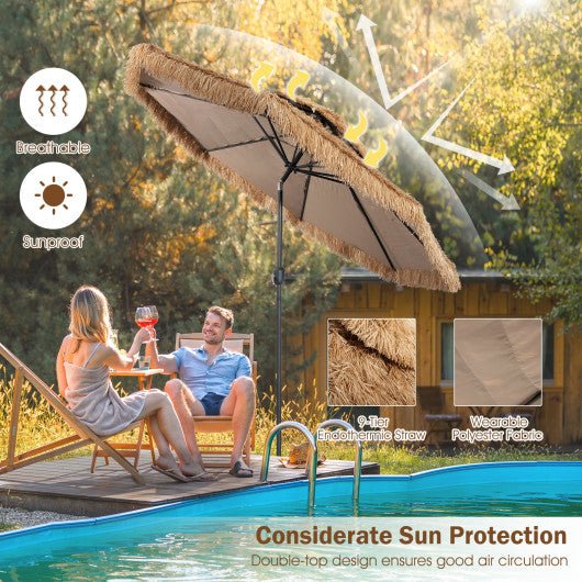  - 10 Feet Hawaiian Style Thatched Tiki Patio Umbrella for Beach and Poolside - Outdoor Style Company