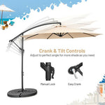  - 10 Feet Offset Umbrella with 8 Ribs Cantilever and Cross Base - Outdoor Style Company