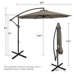  - 10 Feet Offset Umbrella with 8 Ribs Cantilever and Cross Base - Outdoor Style Company