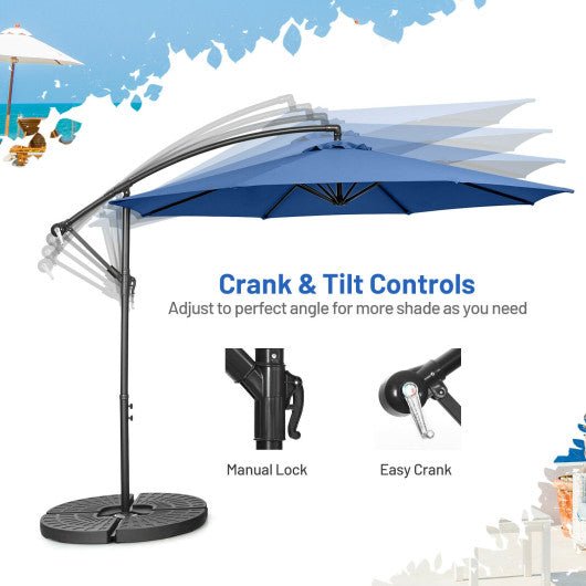  - 10 Feet Offset Umbrella with 8 Ribs Cantilever and Cross Base - Outdoor Style Company