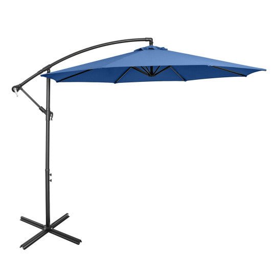  - 10 Feet Offset Umbrella with 8 Ribs Cantilever and Cross Base - Outdoor Style Company