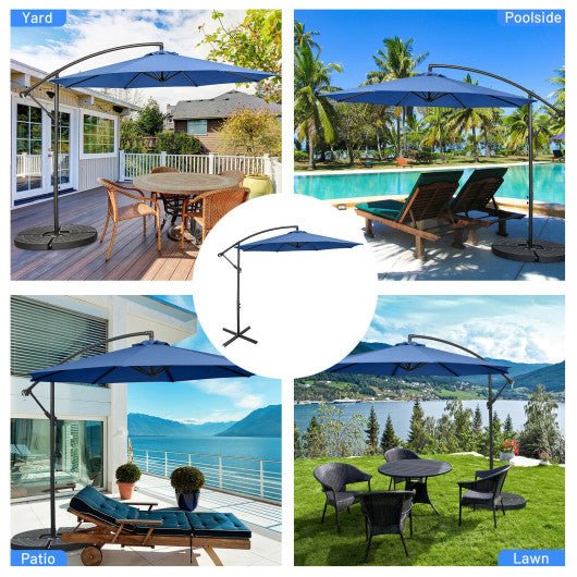  - 10 Feet Offset Umbrella with 8 Ribs Cantilever and Cross Base - Outdoor Style Company