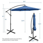  - 10 Feet Offset Umbrella with 8 Ribs Cantilever and Cross Base - Outdoor Style Company