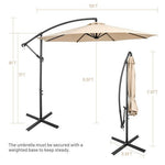  - 10 Feet Offset Umbrella with 8 Ribs Cantilever and Cross Base - Outdoor Style Company