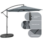  - 10 Feet Offset Umbrella with 8 Ribs Cantilever and Cross Base - Outdoor Style Company