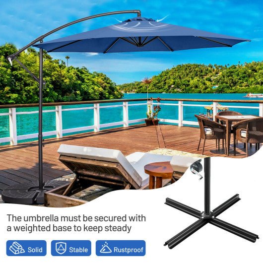  - 10 Feet Offset Umbrella with 8 Ribs Cantilever and Cross Base - Outdoor Style Company