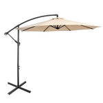  - 10 Feet Offset Umbrella with 8 Ribs Cantilever and Cross Base - Beige - Outdoor Style Company