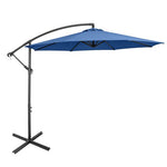  - 10 Feet Offset Umbrella with 8 Ribs Cantilever and Cross Base - Blue - Outdoor Style Company