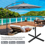  - 10 Feet Offset Umbrella with 8 Ribs Cantilever and Cross Base - Gray - Outdoor Style Company