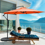  - 10 Feet Offset Umbrella with 8 Ribs Cantilever and Cross Base - Orange - Outdoor Style Company