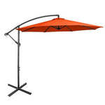  - 10 Feet Offset Umbrella with 8 Ribs Cantilever and Cross Base - Orange - Outdoor Style Company