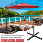  - 10 Feet Offset Umbrella with 8 Ribs Cantilever and Cross Base - Red - Outdoor Style Company