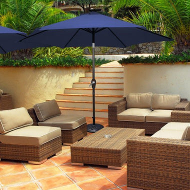  - 10 Feet Outdoor Patio umbrella with Bright Solar LED Lights - Dark Blue - Outdoor Style Company