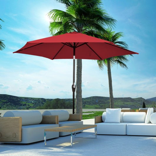  - 10 Feet Outdoor Patio Umbrella with Tilt Adjustment and Crank - Dark Red - Outdoor Style Company