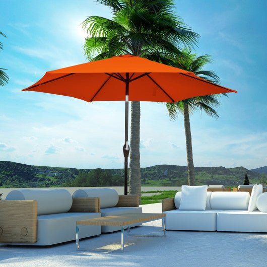  - 10 Feet Outdoor Patio Umbrella with Tilt Adjustment and Crank - Orange - Outdoor Style Company