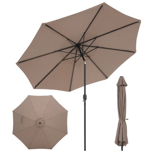  - 10 Feet Outdoor Patio Umbrella with Tilt Adjustment and Crank - Tan - Outdoor Style Company