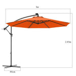  - 10 Feet Patio Hanging Solar LED Umbrella Sun Shade with Cross Base - Outdoor Style Company