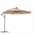  - 10 Feet Patio Hanging Solar LED Umbrella Sun Shade with Cross Base - Outdoor Style Company