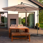  - 10 Feet Patio Hanging Solar LED Umbrella Sun Shade with Cross Base - Outdoor Style Company