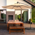  - 10 Feet Patio Hanging Solar LED Umbrella Sun Shade with Cross Base - Outdoor Style Company