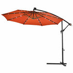  - 10 Feet Patio Hanging Solar LED Umbrella Sun Shade with Cross Base - Outdoor Style Company