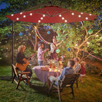  - 10 Feet Patio Hanging Solar LED Umbrella Sun Shade with Cross Base - Outdoor Style Company