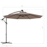  - 10 Feet Patio Hanging Solar LED Umbrella Sun Shade with Cross Base - Tan - Outdoor Style Company