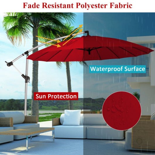  - 10 Feet Patio Offset Umbrella Market Hanging Umbrella for Backyard Poolside Lawn Garden - Outdoor Style Company