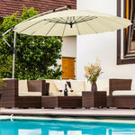  - 10 Feet Patio Offset Umbrella Market Hanging Umbrella for Backyard Poolside Lawn Garden - Beige - Outdoor Style Company