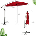  - 10 Feet Patio Offset Umbrella Market Hanging Umbrella for Backyard Poolside Lawn Garden - Dark Red - Outdoor Style Company