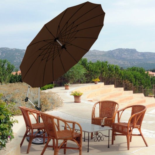  - 10 Feet Patio Offset Umbrella Market Hanging Umbrella for Backyard Poolside Lawn Garden - Tan - Outdoor Style Company