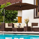  - 10 Feet Patio Offset Umbrella Market Hanging Umbrella for Backyard Poolside Lawn Garden - Tan - Outdoor Style Company