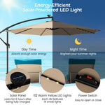  - 10 Feet Patio Offset Umbrella with 112 Solar - Powered LED Lights - Beige - Outdoor Style Company