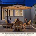  - 10 Feet Patio Offset Umbrella with 112 Solar - Powered LED Lights - Beige - Outdoor Style Company