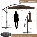  - 10 Feet Patio Offset Umbrella with 112 Solar - Powered LED Lights - Beige - Coffee - Outdoor Style Company