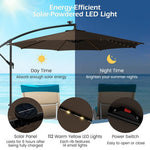  - 10 Feet Patio Offset Umbrella with 112 Solar - Powered LED Lights - Beige - Coffee - Outdoor Style Company